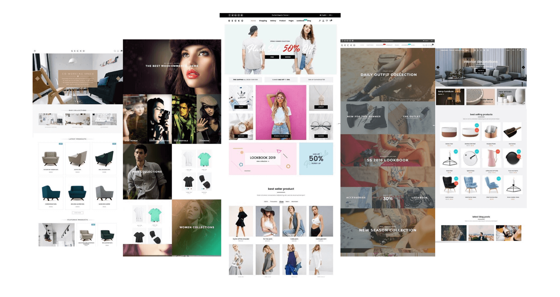 A variety of homepage designs in one theme package